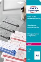 Foil, matte, for pressure plates, A4, for laser printers, AVERY ZWECKFORM